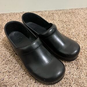 Dansko Black Leather Mules